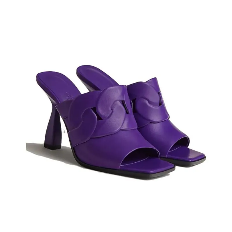 HERMES Hanna Slide Slippers Women's Purple-2