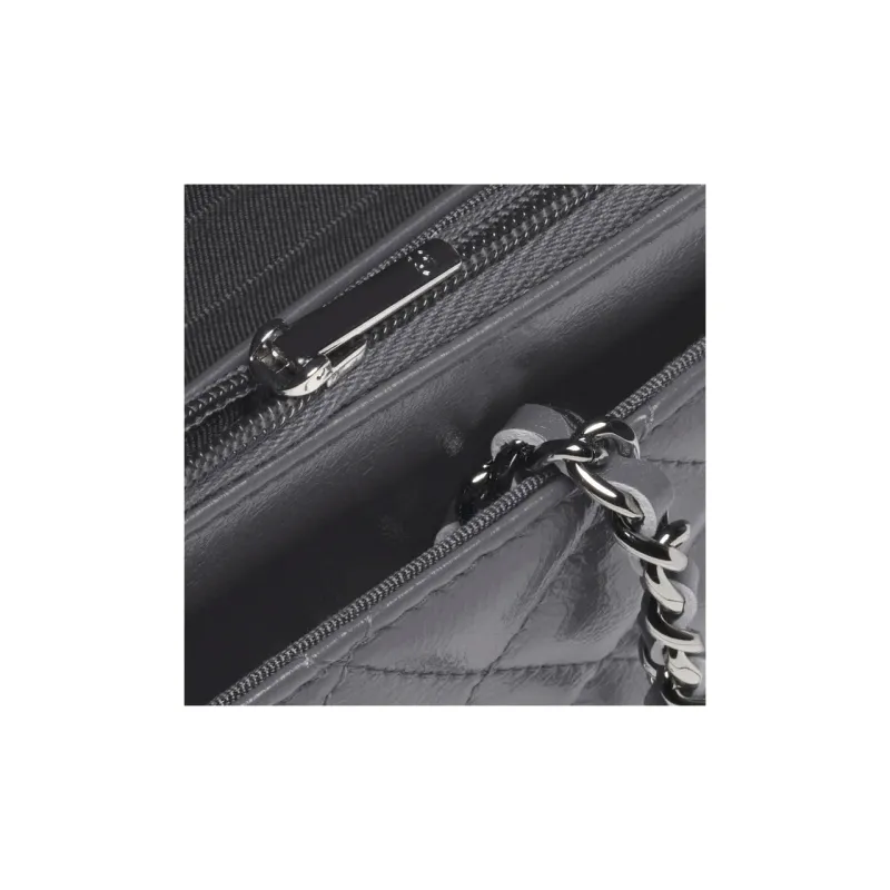CHANEL Wrinkled Calfskin Wallet, Shoulder Bag, Crossbody Bag, Handbag Women's Gray-2