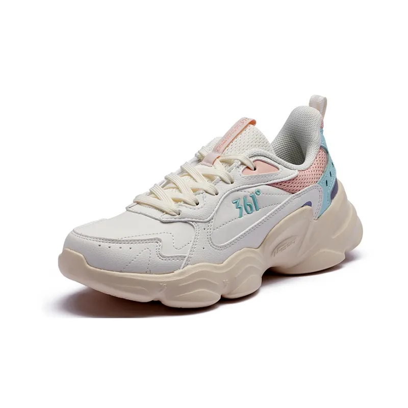 361° Cloud Series Wear Resistant Slip Resistant Low Top Casual Shoes Women's White Soft Pink-1