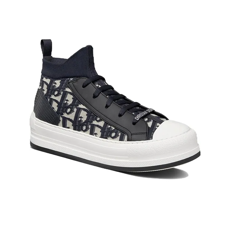 DIOR Walk'n'Dior Mid-Top Skateboard Shoes Women's Black White-2