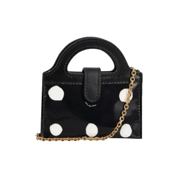 MARNI Patent Leather Calfskin Portable Shoulder Bag Crossbody Bag Wallet Women's Black/White