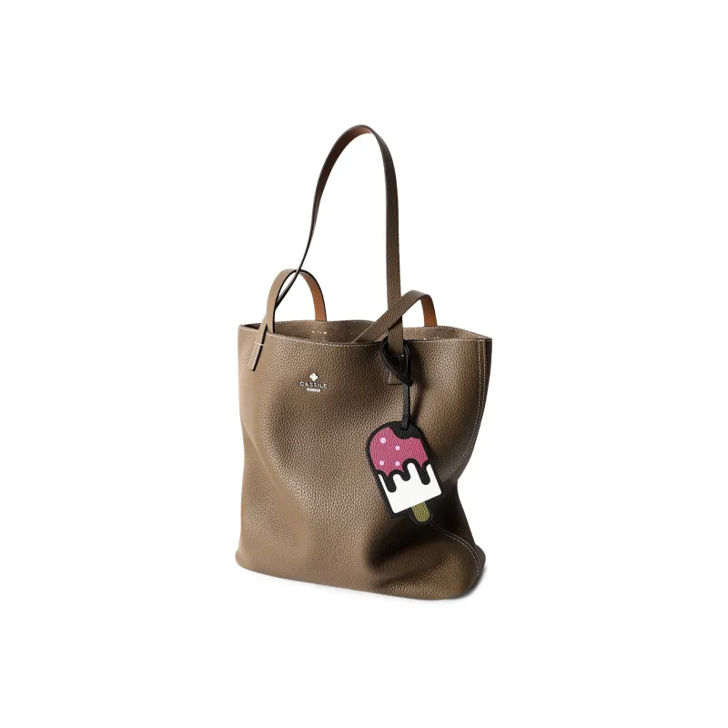 CASSILE Cow Leather Mother Daughter Bucket Bag, Shoulder Bag, Handbag Large Size Women's Camel/Black-1