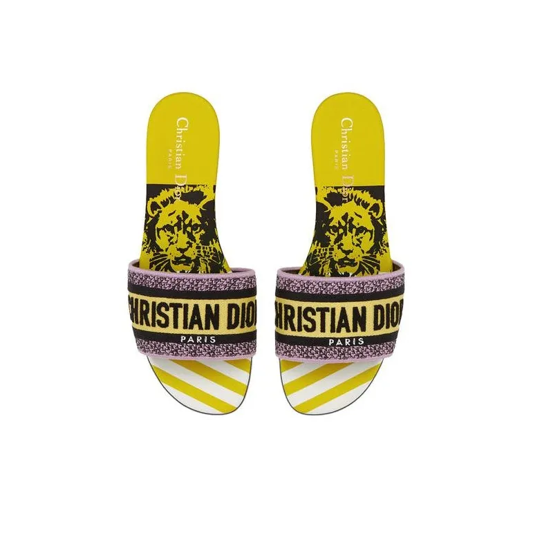 DIOR Dway Slide Slippers Women's Bright Yellow-4