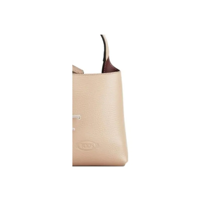 TOD'S Timeless Leather Handbag, Shoulder Bag, Crossbody Bag, Cell Phone Pouch Extra Small Women's Milk Coffee-3