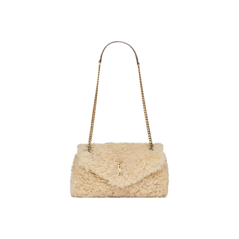 SAINT LAURENT Shearling Shoulder Bag Women's-0