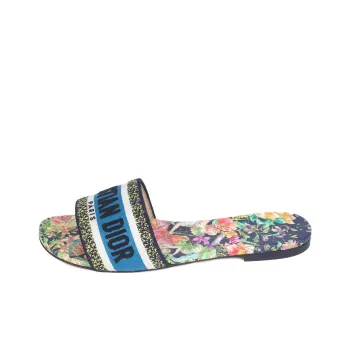 DIOR Dway Rubber Sole Quiet Slide Slippers Women's Blue Black