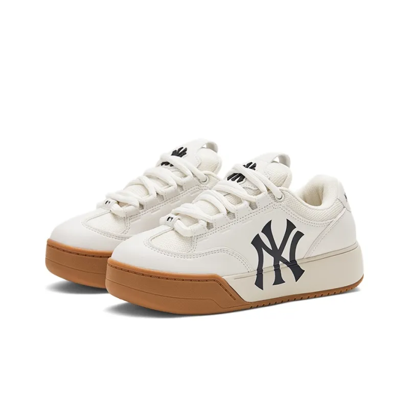 MLB Chunky Wide Low Top Skateboard Shoes Unisex White Beige-2