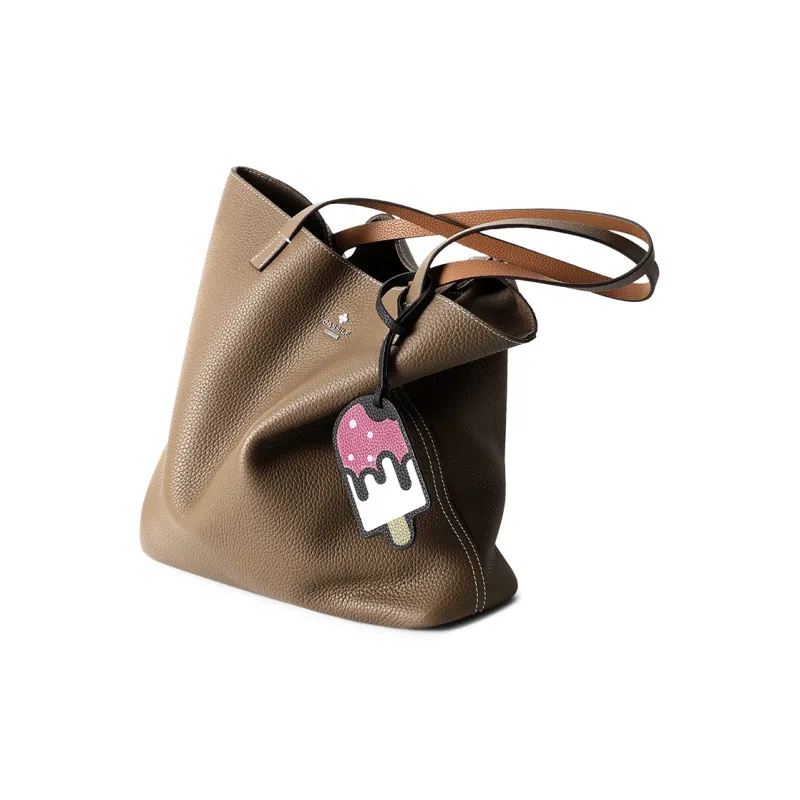 CASSILE Cow Leather Mother Daughter Bucket Bag, Shoulder Bag, Handbag Large Size Women's Camel/Black-3