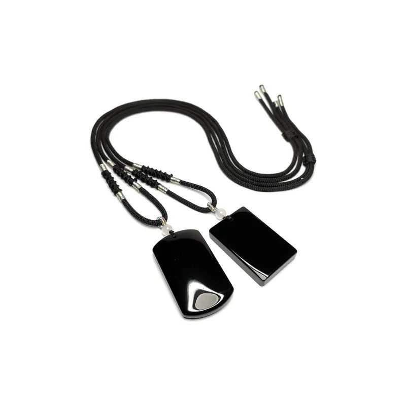 MOUNTAINS AND MANS Obsidian New Chinese Style Good Luck Necklace Unisex-1