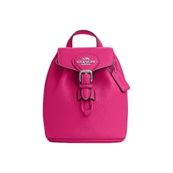 COACH Amelia Pebbled Leather Backpack Small Size Women's Rose Red