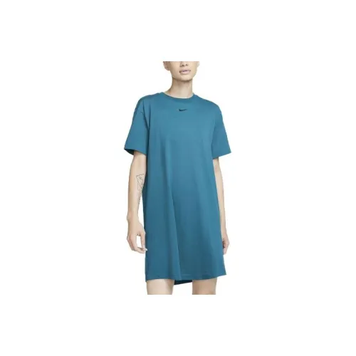 Nike Sportswear Essentials Series Short-Sleeved Dresses Women's Blue