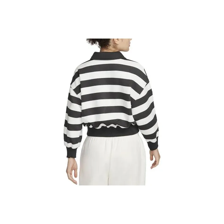 Nike Sportswear Phoenix Fleece Women's Oversized 3/4-Sleeve Striped Crop Polo-1