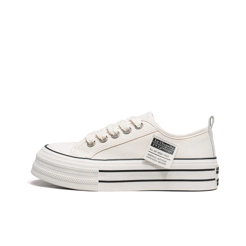 La Chapelle Lightweight Height Increasing Low Top Canvas Shoes 3cm Women's-11