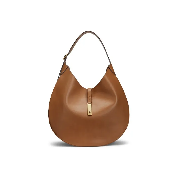 Polo Ralph Lauren Cow Leather Handbag Shoulder Bag Women's Light Brown-0