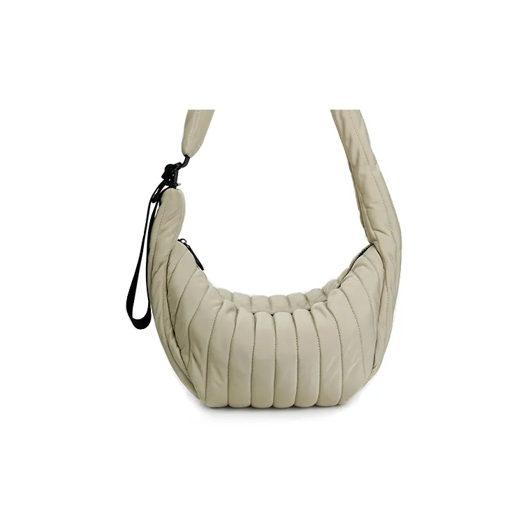 SUREN Fabric Dumpling Bag Shoulder Bag Large Size Unisex Khaki/Space Silver/Pine Wood Green-1
