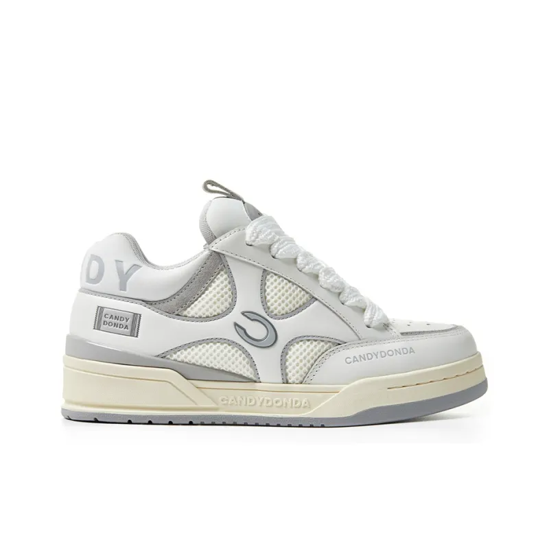 CANDYDONDA Basic Color Scheme Low-Top Skateboard Shoes Unisex Gray White-1