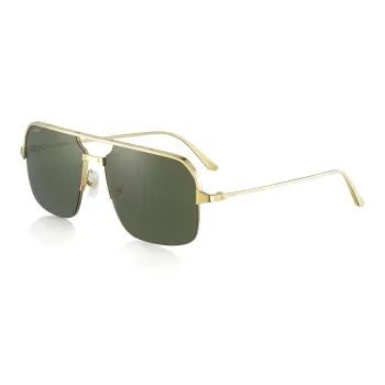 CARTIER Metal Irregular Shape Sunglasses Unisex Gold