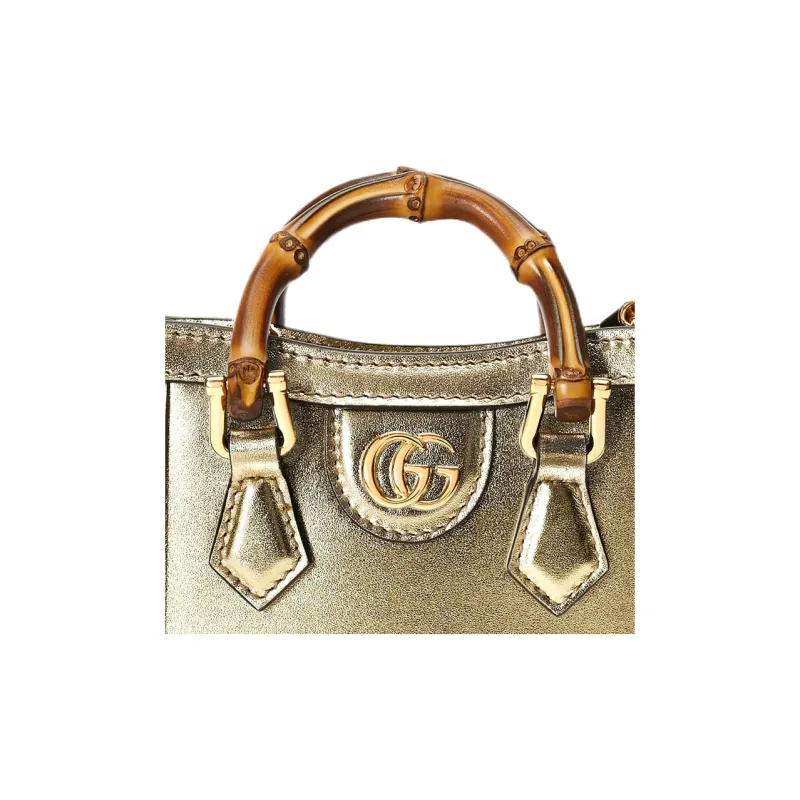 GUCCI Diana Leather Shoulder Bag Crossbody Bag Handbag Mini Women's Gold-7