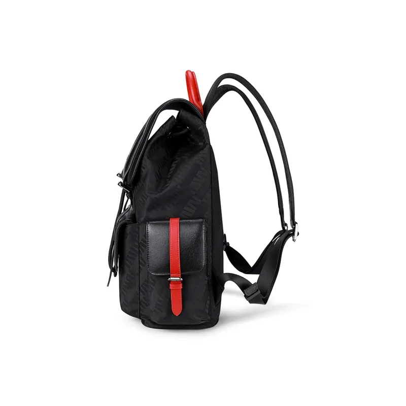 SEPTWOLVES Fabric PU Laptop Backpack Unisex Black-2