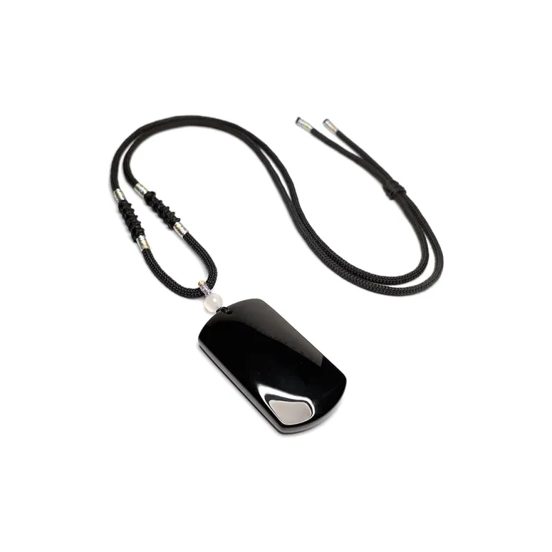 MOUNTAINS AND MANS Obsidian New Chinese Style Good Luck Necklace Unisex-4