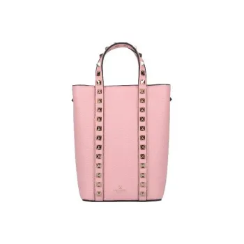 Valentino Rockstud Grained Leather Tote Bag Shopping Bag Shoulder Bag Crossbody Bag Handbag Mini Women's Pink