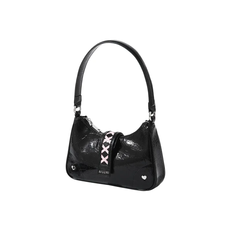 AILUXI PU Shoulder Bag, Portable Crossbody Bag Medium Size Women's Black-1