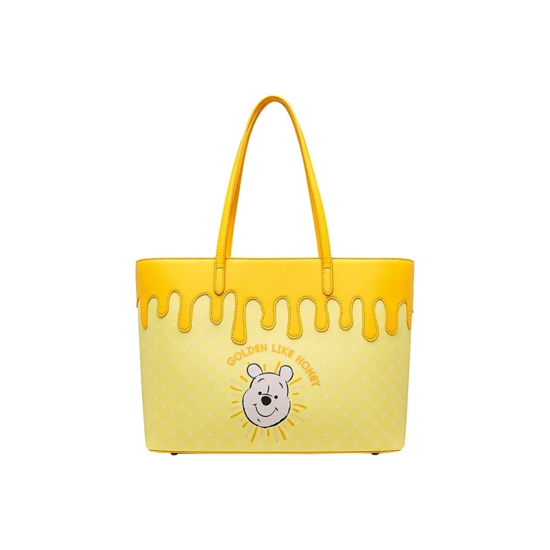 Disney Winnie The Pooh Series PU Tote Bag Shopping Bag Handbag Regular Unisex Yellow-0