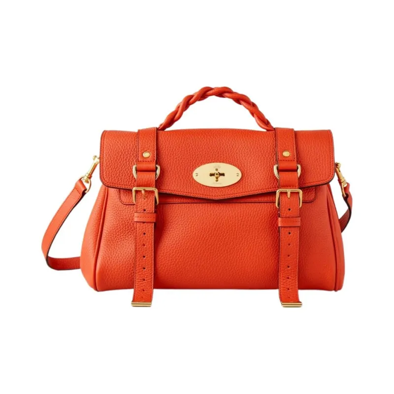 Mulberry Alexa Grained Leather Shoulder Bag Crossbody Bag Handbag Regular Women's Orange Red-0