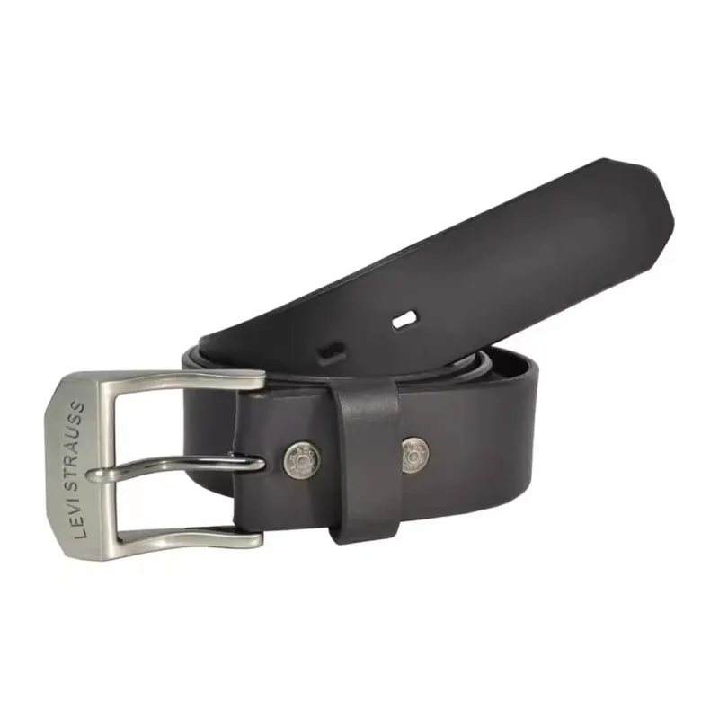 Levis Vintage Brushed Pin Buckle Leather Belts Men's Black Width: 3.8CM-1