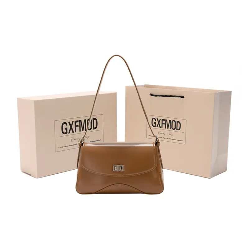 GXFMOD Cow Leather Shoulder Bag, Crossbody Bag Women's Brown/Black/Coffee-7