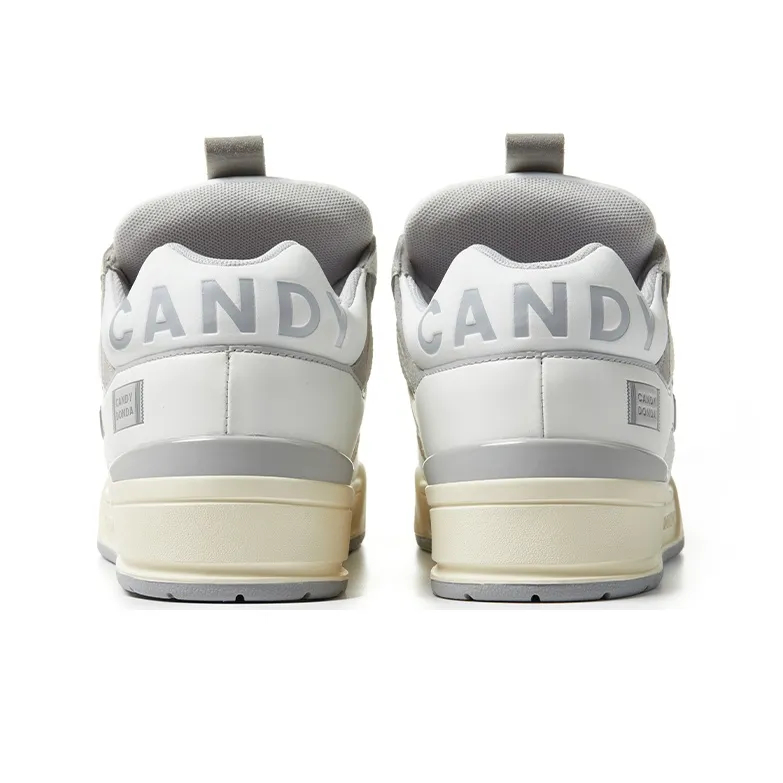 CANDYDONDA Basic Color Scheme Low-Top Skateboard Shoes Unisex Gray White-3