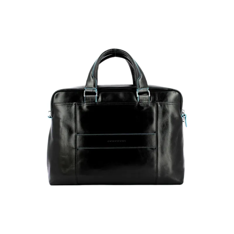 PIQUADRO Leather Laptop Bags Briefcase Shoulder Bag Crossbody Bag Handbag Unisex Black-2