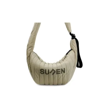 SUREN Fabric Dumpling Bag Shoulder Bag Large Size Unisex Khaki/Space Silver/Pine Wood Green