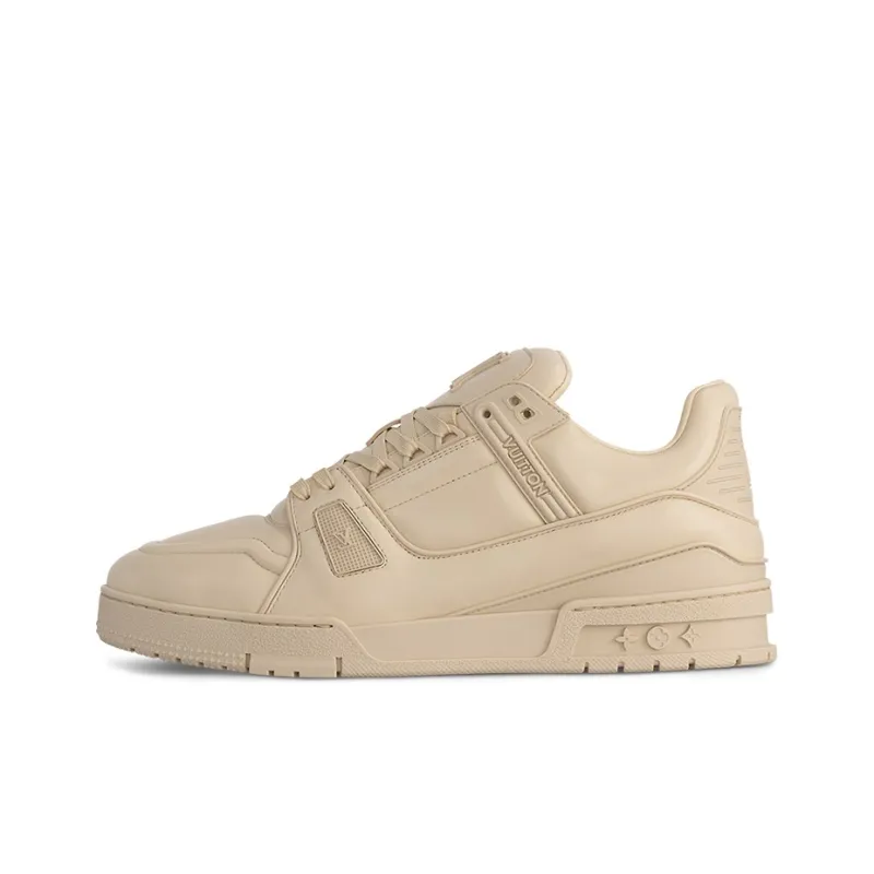 LOUIS VUITTON Trainer Low Top Skateboard Shoes Men's Beige-0