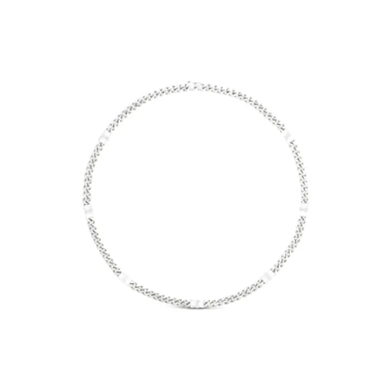 CELINE Triomphe Small Gourmette Necklace In Brass With Rhodium Finish-0