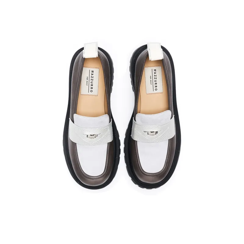 R'AZZURRO Loafers 6cm Women's Gray With Brown-2