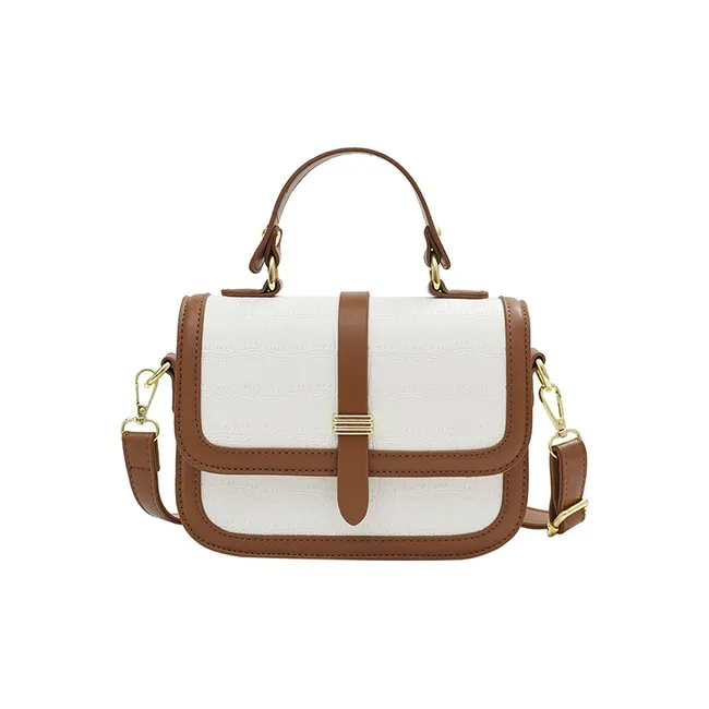 JANE KLAIN PU Small Square Bag, Shoulder Bag, Crossbody Bag, Handbag Small Size Women's White & Brown/Black-1