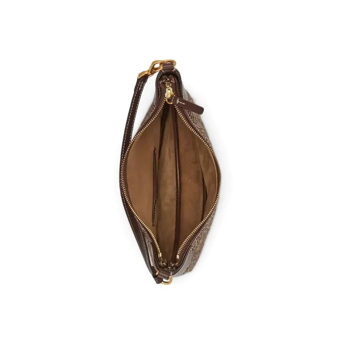 Polo Ralph Lauren Herringbone Tweed Handbag Shoulder Bag Mini Women's Brown-3