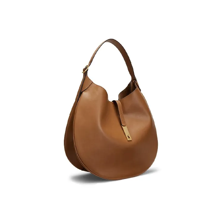 Polo Ralph Lauren Cow Leather Handbag Shoulder Bag Women's Light Brown-1