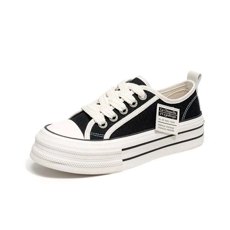 La Chapelle Lightweight Height Increasing Low Top Canvas Shoes 3cm Women's-1