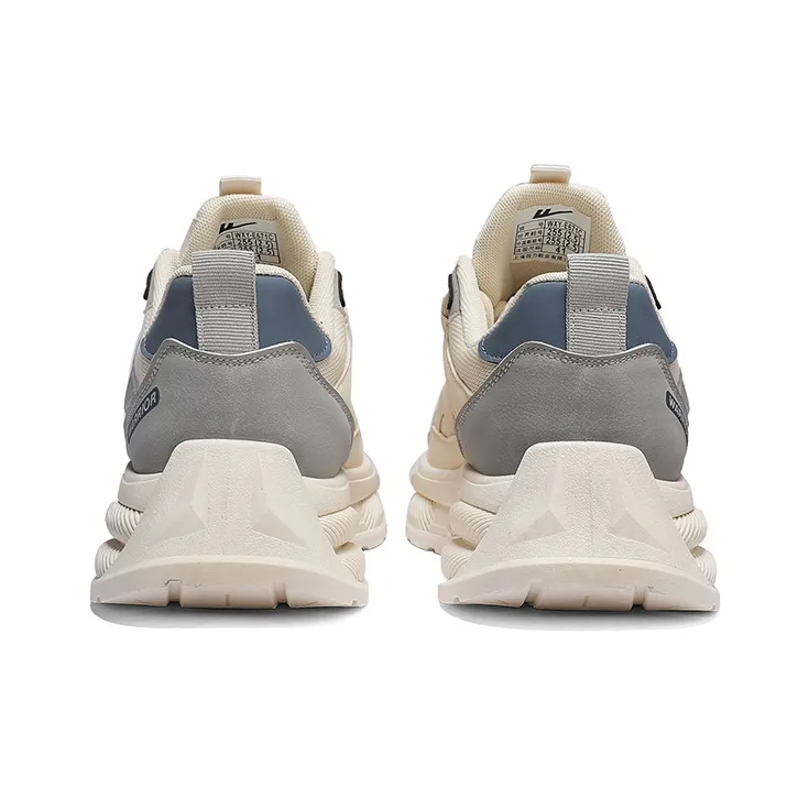 Warrior Cushioning Anti-Slip Wear-Resistant Breathable Height Increasing Warm Low-Top Chunky Sneakers Unisex Beige Gray-4