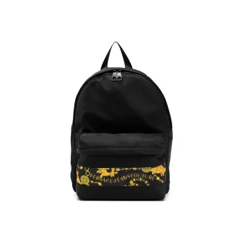 VERSACE JEANS COUTURE Polyester Backpack Regular Men's Black/Banana Yellow