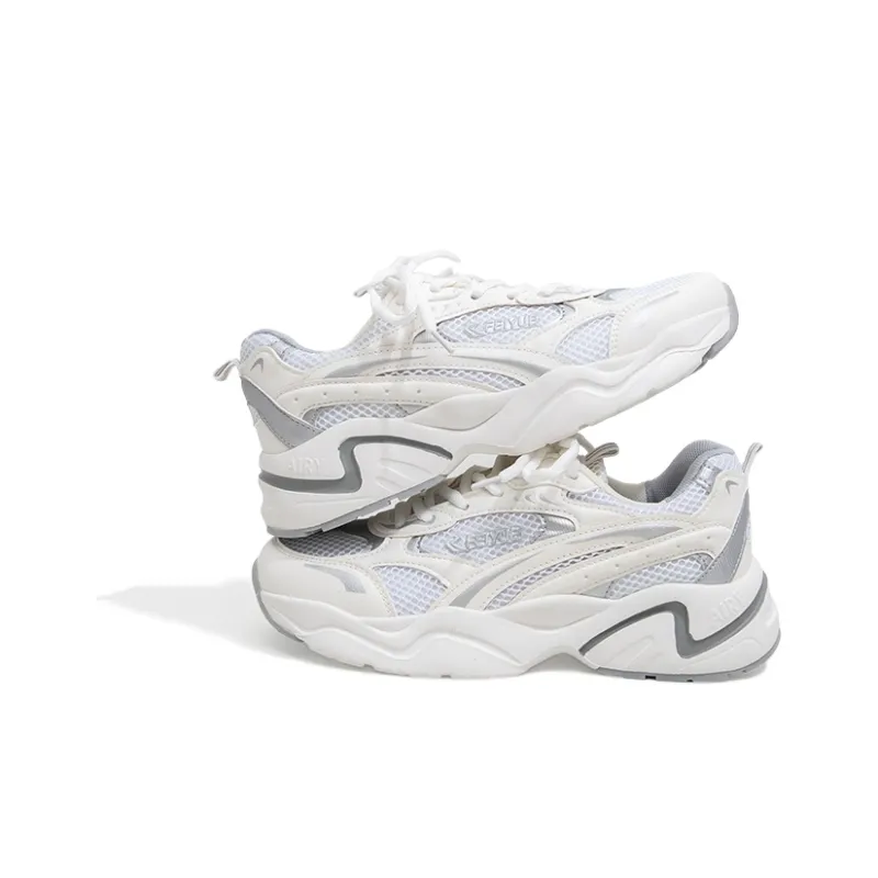 Feiyue Anti Slip Wear Resistant Low Top Chunky Sneakers Unisex White/Gray-1
