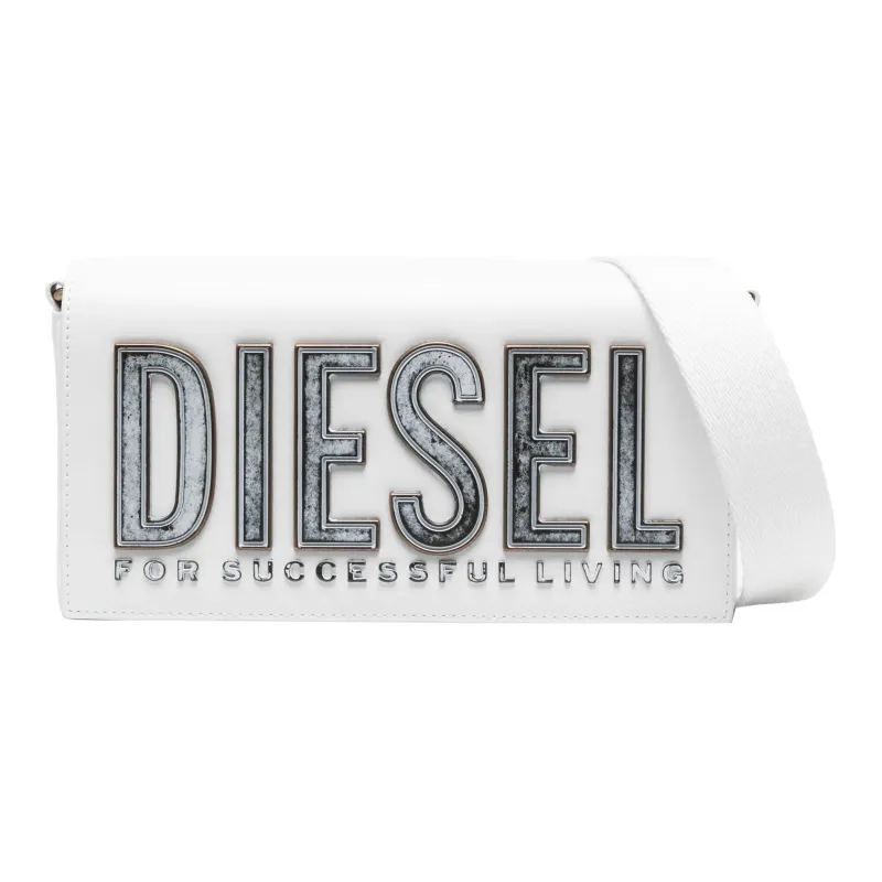 DIESEL Cow Leather Crossbody Bag, Shoulder Bag Women's White-0