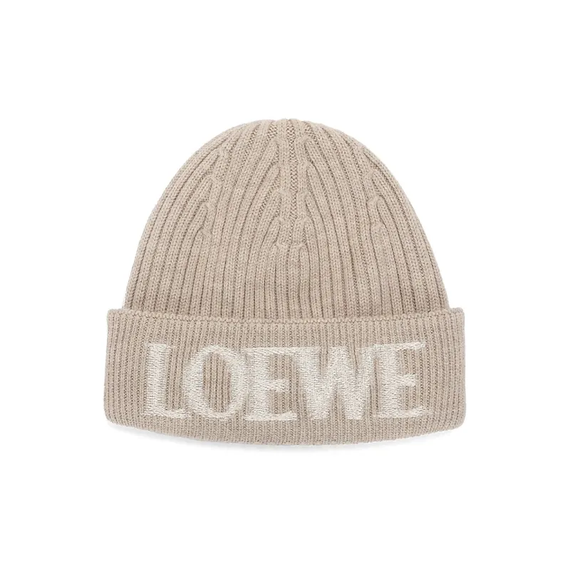 LOEWE Wool Beanies Women's Ecru-1