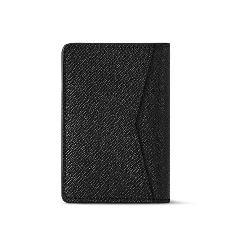 LOUIS VUITTON Taïga Cow Leather Wallet Regular Men's Black/Peacock Blue-2