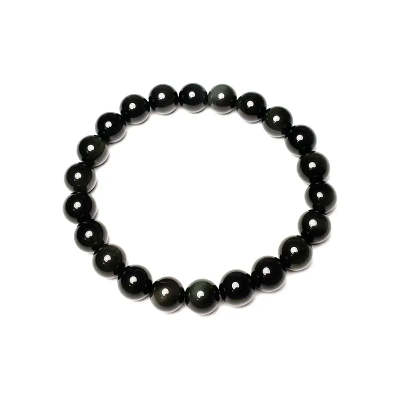MOUNTAINS AND MANS Obsidian New Chinese Style Good Luck Beaded Bracelet Unisex-1