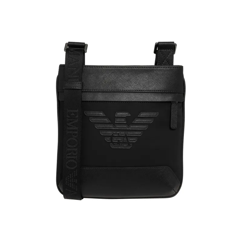 EMPORIO ARMANI Polyurethane Messenger Bag, Shoulder Bag, Crossbody Bag Trumpets Men's Black-1