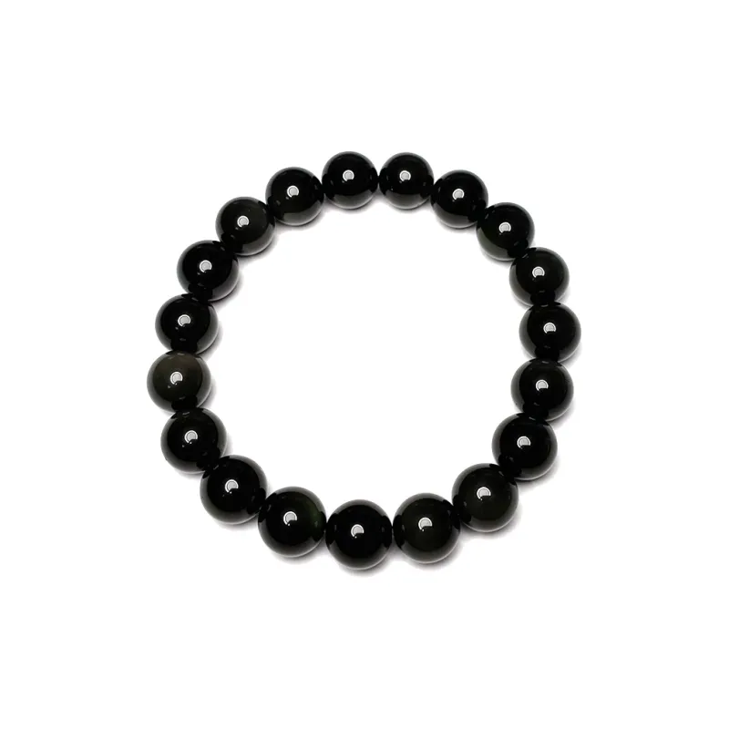 MOUNTAINS AND MANS Obsidian New Chinese Style Good Luck Beaded Bracelet Unisex-5
