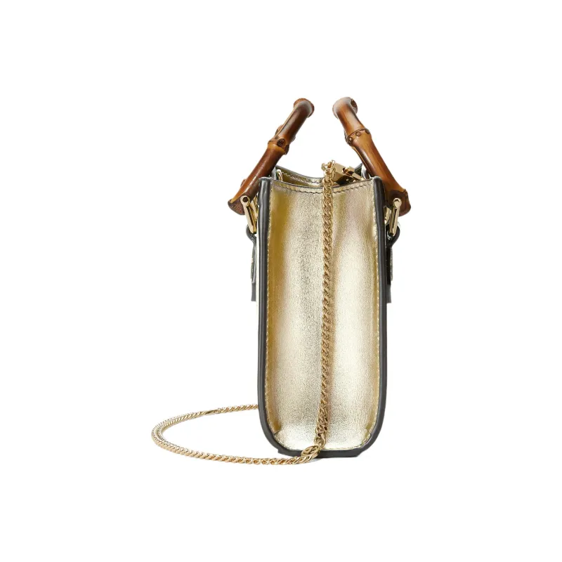 GUCCI Diana Leather Shoulder Bag Crossbody Bag Handbag Mini Women's Gold-2